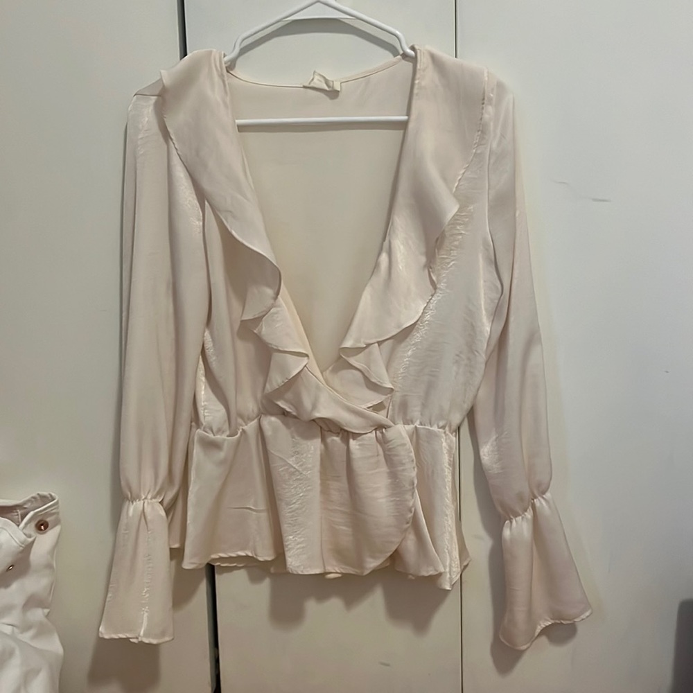 Ivory ruffle collar blouse